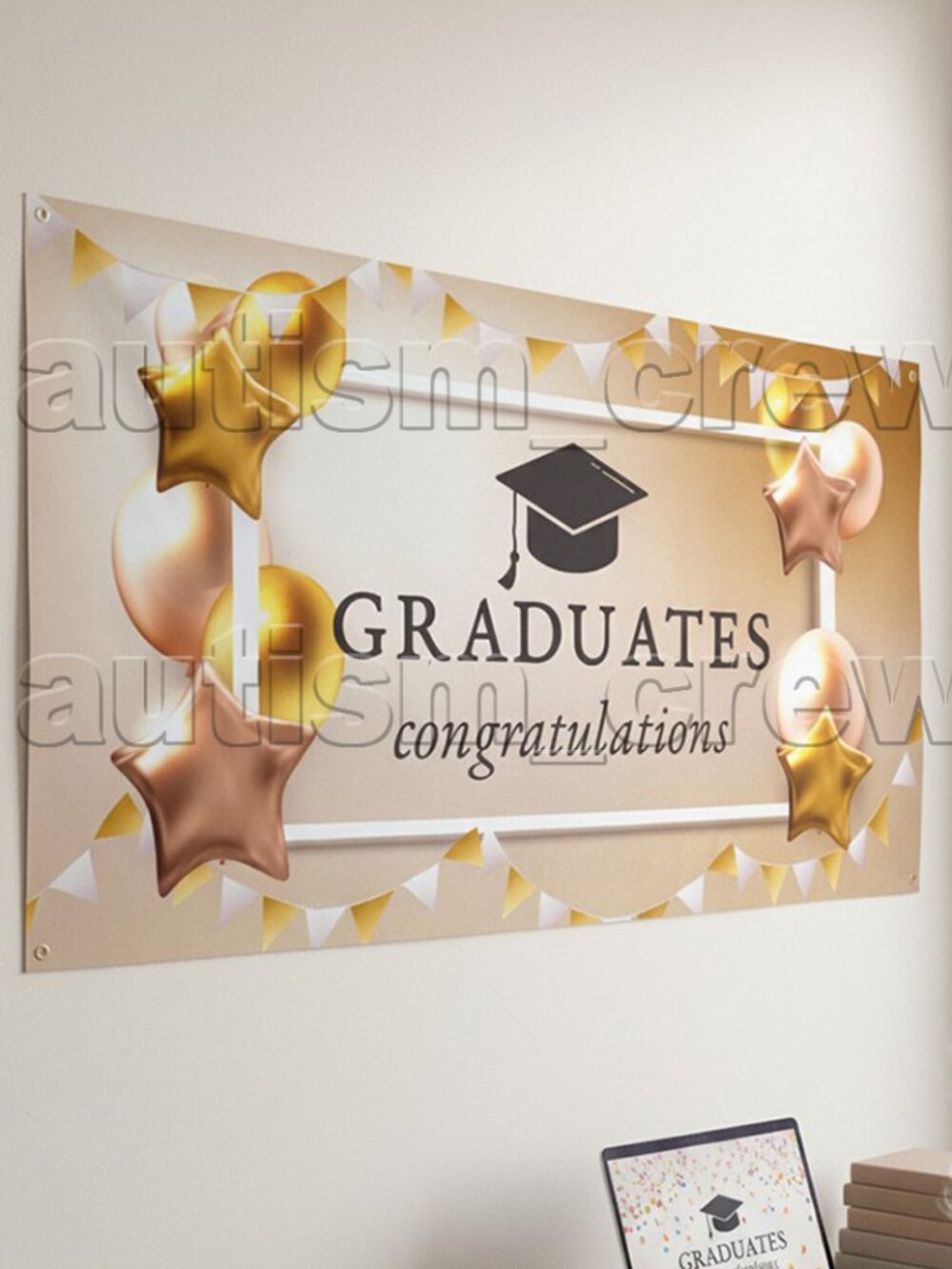 2/$14 💥🆕 Graduation Graduates Cloth Backdrop Pink/Gold/Black | 6x3 ft | 1054